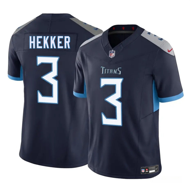 Men's Navy Tennessee Titans #3 Johnny Hekker 2025 F.U.S.E. Vapor Limited Stitched Football Jersey